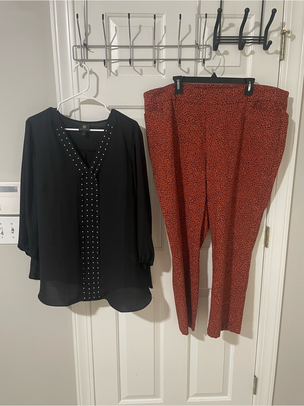 Plus Size Rust animal Patterned Pull-On Pants Kim togers24w studded top 2x